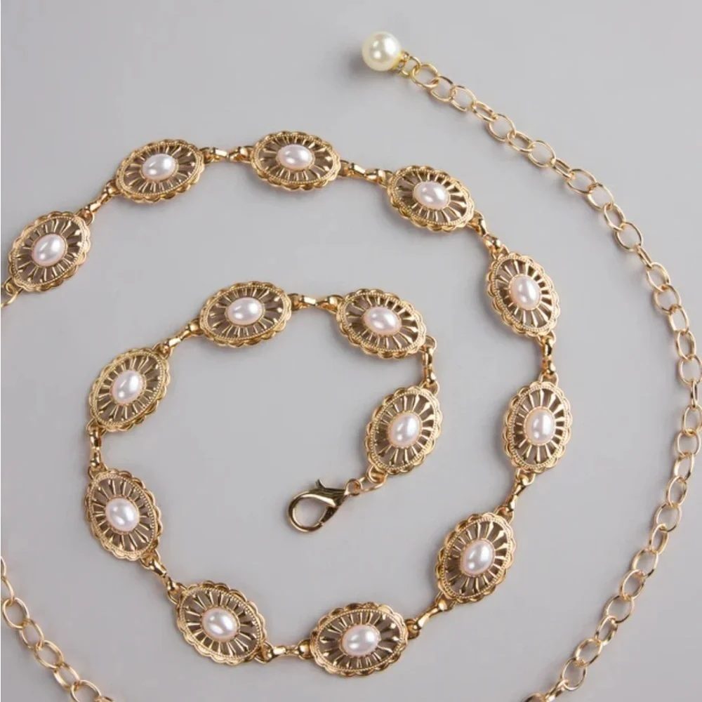 Vintage Style Layered Gold Chain Belt Dress Sweater Belt Womens Accessories